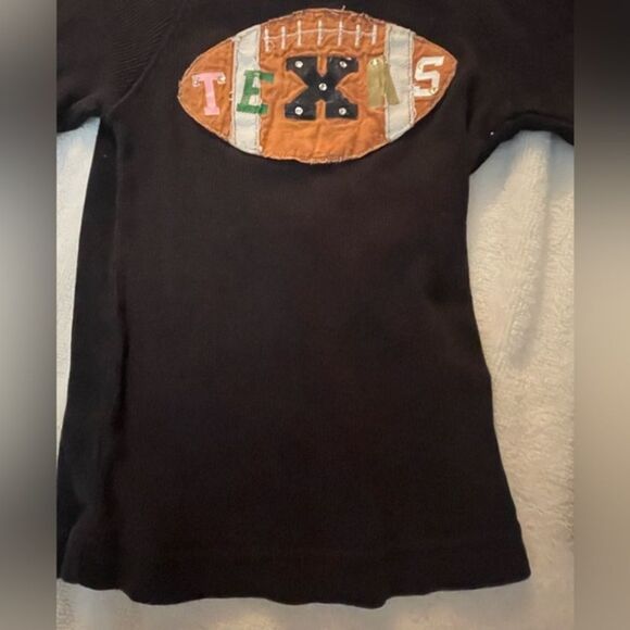 XS (2.4) Hip Together black lobby crew neck sleeve ribbed “Texas” football shirt - Picture 8 of 10